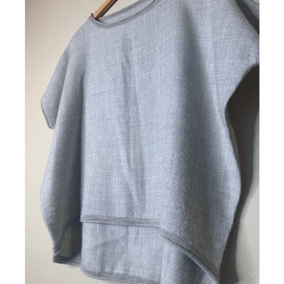 Cuyana Alpaca Gray Boat Neck High Low Top Boxy Oversized Cap Sleeve Petite - Picture 3 of 7